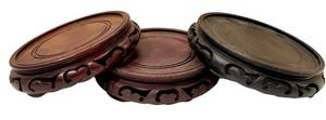 DR - Asian Style Carved Wooden Display Stands - 3-Piece Set