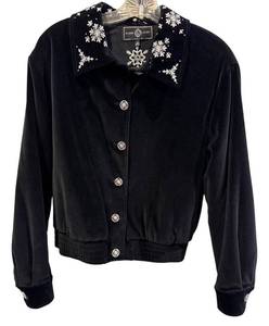 FCL - St. John Sport Velvet Jacket - Snowflake Embroidery - Size M - Made in USA