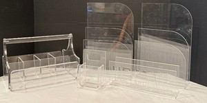 Lucite Clear Desk Organizers - 13 in Tall Vertical Units, Mixed Styles