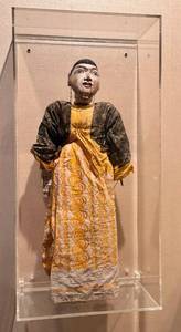 Antique Hand-Carved Wooden Burmese Marionette Puppet - Yellow Silk Robe