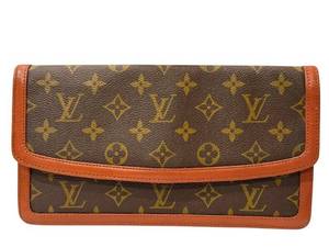 Louis Vuitton Foldover Monogram Clutch - Brown Canvas, Cognac Leather Trim