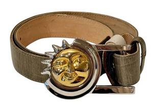 C5 - Barry Kieselstein-Cord Sterling Silver Celestial Sun Belt Buckle on Genuine Leather Belt