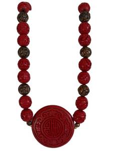 Chinese Necklace - Red Carved Beads
