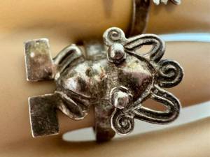 Two Vintage Sterling Aztec-Style Rings