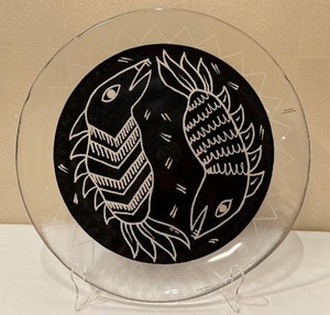 Kosta Boda Kaboka Glass Charger - Ulrica Hydman-Vallien - Signed