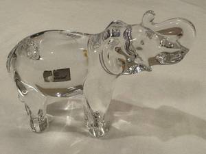Baccarat Crystal Elephant Figurine , Etched Base
