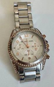 Michael Kors Chronograph Watch - Silver Stainless Steel, Pre-Owned