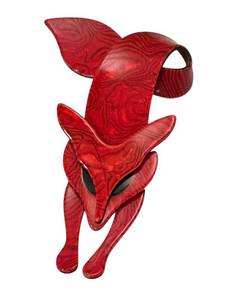 Lea Stein Red Fox Brooch - Cellulose Acetate