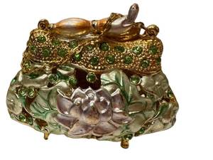 Handbag-Shaped Miniature Bejeweled Trinket Box - Emerald Green Rhinestones
