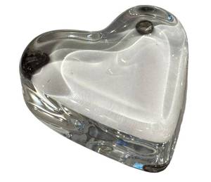 DR - Baccarat Heart-Shaped Paperweights (2) & 4in Heart Vase - Clear Crystal