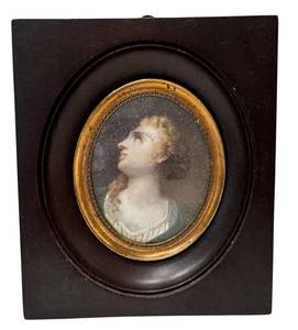 Antique Hand-Painted Portrait - Oval Frame
