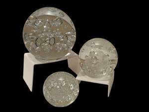 C5 - Intaglio Anton Bubble Paperweights - Clear Hand-Blown Glass, Set of 3