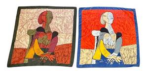 MB - Picasso Silk Scarves - Abstract Art Print Pair (Lot of 2)