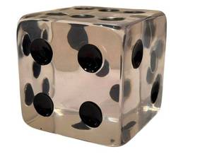 C4 - Lucite Die Sculpture - Vintage Clear Dice Art