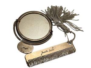 Judith Leiber Vintage Miniature Mirror & Comb Set with Tassel