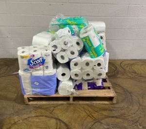 lot 66 image: PALLET OF Opened Toilet Paper