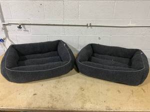 lot 176 image: LOT OF 2 Boots & Barkley Modern Cuddler Rectangle Dog Bed - M (1 Used, 1 New)
