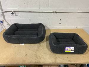 lot 179 image: LOT OF 2 Boots & Barkley Black Modern Cuddler Small & Medium Dog Beds