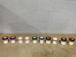 lot 218 image: LOT OF 10 Mrs. Meyers Soy Candles (3 Missing Lids)