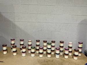 lot 220 image: LOT OF 46 Mrs. Meyers Soy Candles (3 Missing Lids)