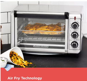 lot 71 image: BLACKDECKER 6-Slice Stainless Steel Convection Toaster Oven Automatic Shut-off CrispnBake Air Fry Technology Deep Fried Taste Without The Fat (1500-Watt)