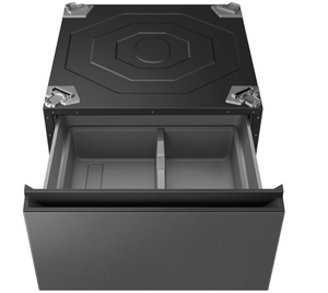 lot 10 image: Samsung 27 in. Laundry Pedestal in Dark Steel with Storage Drawer for Samsung All-In-One Model # WE702NZ