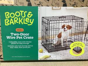 lot 127 image: Boots & Barkley 2 Door Wire Collapsible Dog Crate - S - Black 24 Inches (L), 20 Inches (H) x 18 Inches (W)