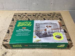 lot 129 image: Boots & Barkley 2 Door Wire Collapsible Dog Crate - S - Black 24 Inches (L), 20 Inches (H) x 18 Inches (W)