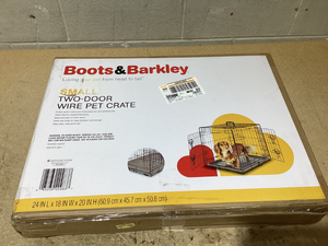 lot 133 image: Boots & Barkley 2 Door Wire Collapsible Dog Crate - S - Black 24 Inches (L), 20 Inches (H) x 18 Inches (W)