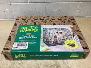 lot 138 image: Boots & Barkley 2 Door Wire Collapsible Dog Crate - S - Black 24 Inches (L), 20 Inches (H) x 18 Inches (W) (Used)