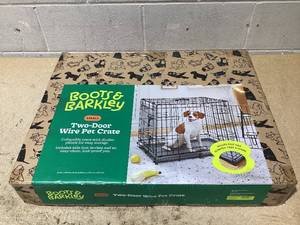 lot 139 image: Boots & Barkley 2 Door Wire Collapsible Dog Crate - S - Black 24 Inches (L), 20 Inches (H) x 18 Inches (W) (Used)