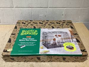 lot 142 image: Boots & Barkley 2 Door Wire Collapsible Dog Crate - S - Black 24 Inches (L), 20 Inches (H) x 18 Inches (W)