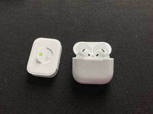 lot 17 image: Apple AirPods 4 Wireless Earbuds, Bluetooth Headphones, Personalized Spatial Audio, Sweat and Water Resistant, USB-C Charging Case for iPhone (Used, No Charger)