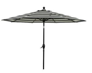 lot 57 image: Better Homes & Gardens Premium 9 Arc Diameter Stripe Round Market Patio Umbrella, Crank Lift, 3-Angle Tilt