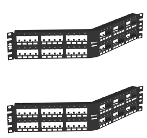 LOT OF 2 Panduit CPPA48FMWBLY Angled 48-Port Flush-Mount Patch Panel, Black