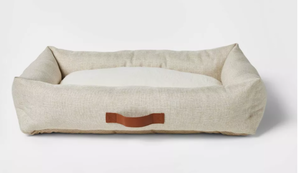 lot 230 image: Boots & Barkley Neutral 4-Sided Bolster Dog Bed - Cream - L 36 Inches (L), 8 Inches (H) x 24 Inches (W) (Slightly Dusty From Transit)