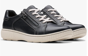 Clarks Womens Caroline Janna Leather Side Zip Fashion Sneaker Size 7.5W