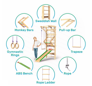 Wedanta Wooden Swedish Ladder, Wall Bars for Kids & Adults, Wood Stall Bar Sport, Gym Gymnastic, Climbing Kids, Indoor Children Playground