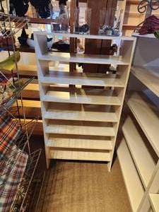 lot 1056 image: Lot of (4) Wood Stackable Storage  Shelving Unit 2-tier 2 x 1 x 1