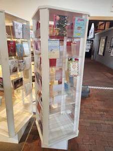 lot 1062 image: Plastic Retail Display Greeting Card Rack with Clear Plastic Shelves 21 x 21 x 70
