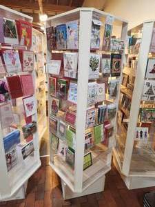 lot 1063 image: Plastic Retail Display Greeting Card Rack with Clear Plastic Shelves 21 x 21 x 70