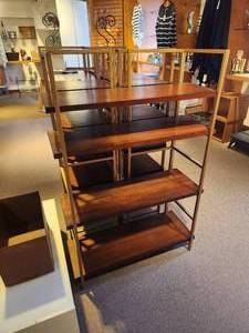 lot 1069 image: Metal Frame  Stained Wood Shelf Book Case 5-tier 32 x 14 x 48