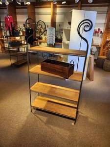 lot 1073 image: Metal Frame  Wood Shelf Bakers Rack 4-shelf 32 x 13 x 5