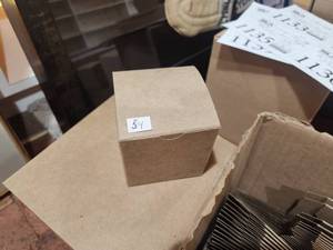 lot 1141 image: Lot of (54) Kraft Paper Gift Box with Tuck-Top 3 x 3 x 3