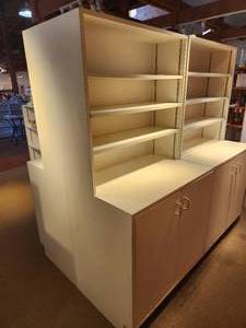 lot 1027 image: Commercial Wooden Storage Cabinet  Hutch Combination Unit 2-door42-drawer 3 x 2 x 6