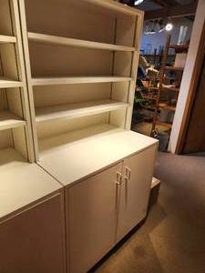 lot 1028 image: Commercial Wooden Storage Cabinet  Hutch Combination Unit 2-door42-drawer 3 x 2 x 6