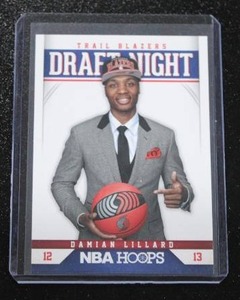 lot 9 image: 2012-13 Hoops Draft Night Damian Lillard #6 Rookie Card