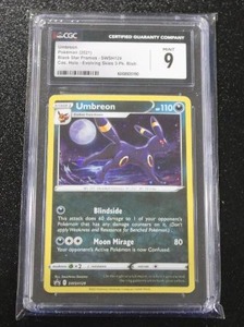 lot 18 image: 2021 Pokemon Black Star Promo Umbreon #SWSH129 CGC 9