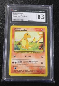 lot 20 image: 1999 Pokemon Base Set Charmander #46102 CGC 8.5