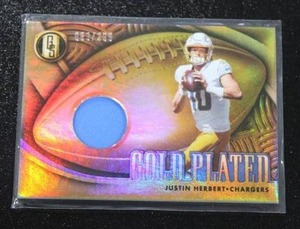 lot 29 image: 2022 Gold Standard Gold Plated Relic Justin Herbert 063299  Only 299 Exist